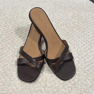 Madewell Dark Brown Leather Slide Sandals